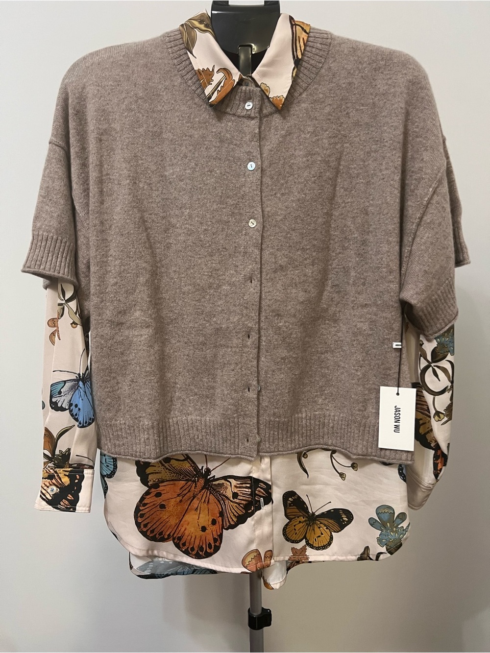 Jason Wu 100% Cashmere Oversized Short Sleeve Cardigan NWT Size S